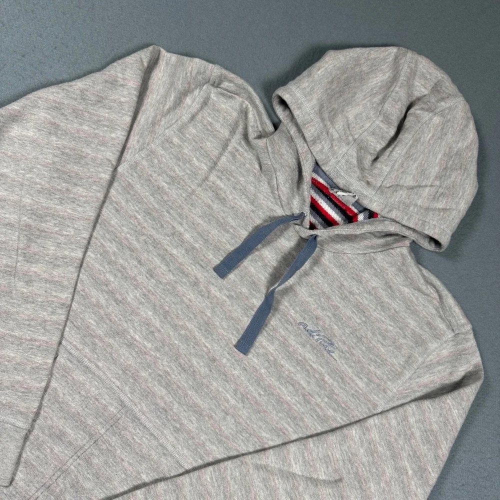Adidas Adipure Hoodie Mens Large Gray Striped Pullover Sweatshirt Cotton Blend
